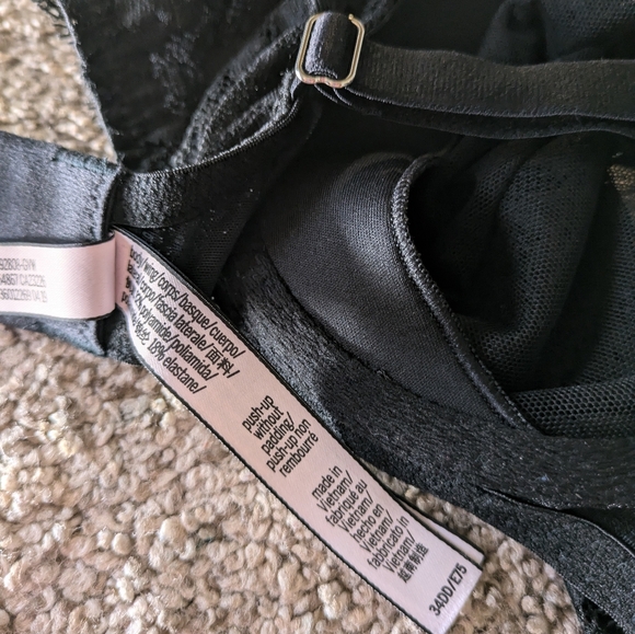 Victoria's Secret Black Push Up Without Padding Lace Bra Adjustable Straps 34DD - Picture 5 of 7
